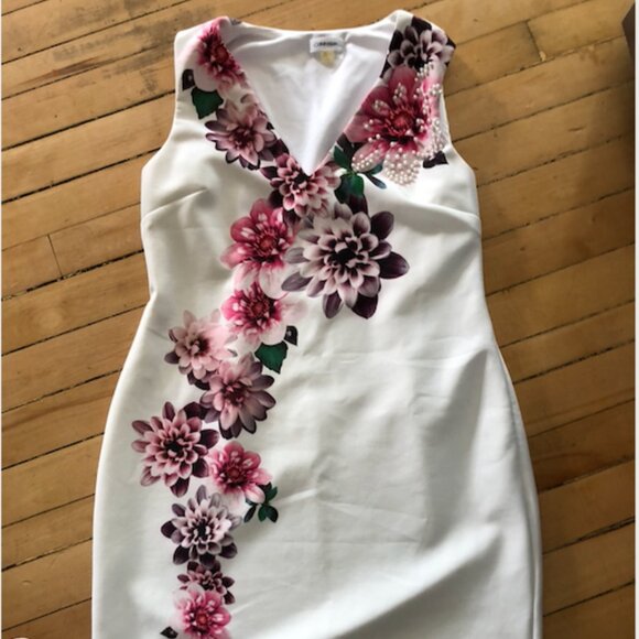 Calvin Klein White Floral Dress - Picture 1 of 1